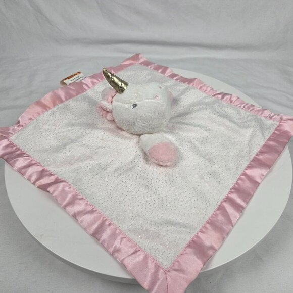 CLOUD ISLAND Unicorn Plush Baby Pink Sparkle Satin Trim Security Blanket Lovey - Picture 4 of 6